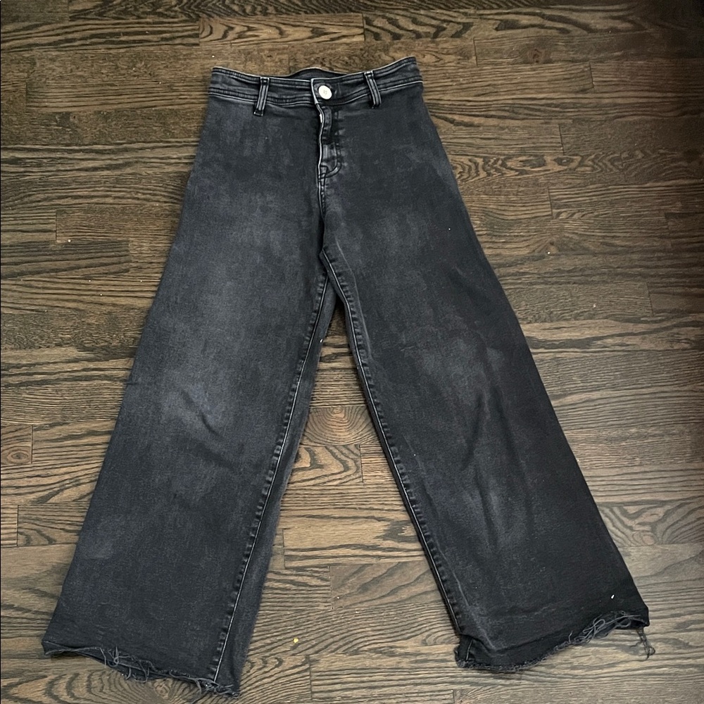 Zara Charcoal Wide-Leg Jeans